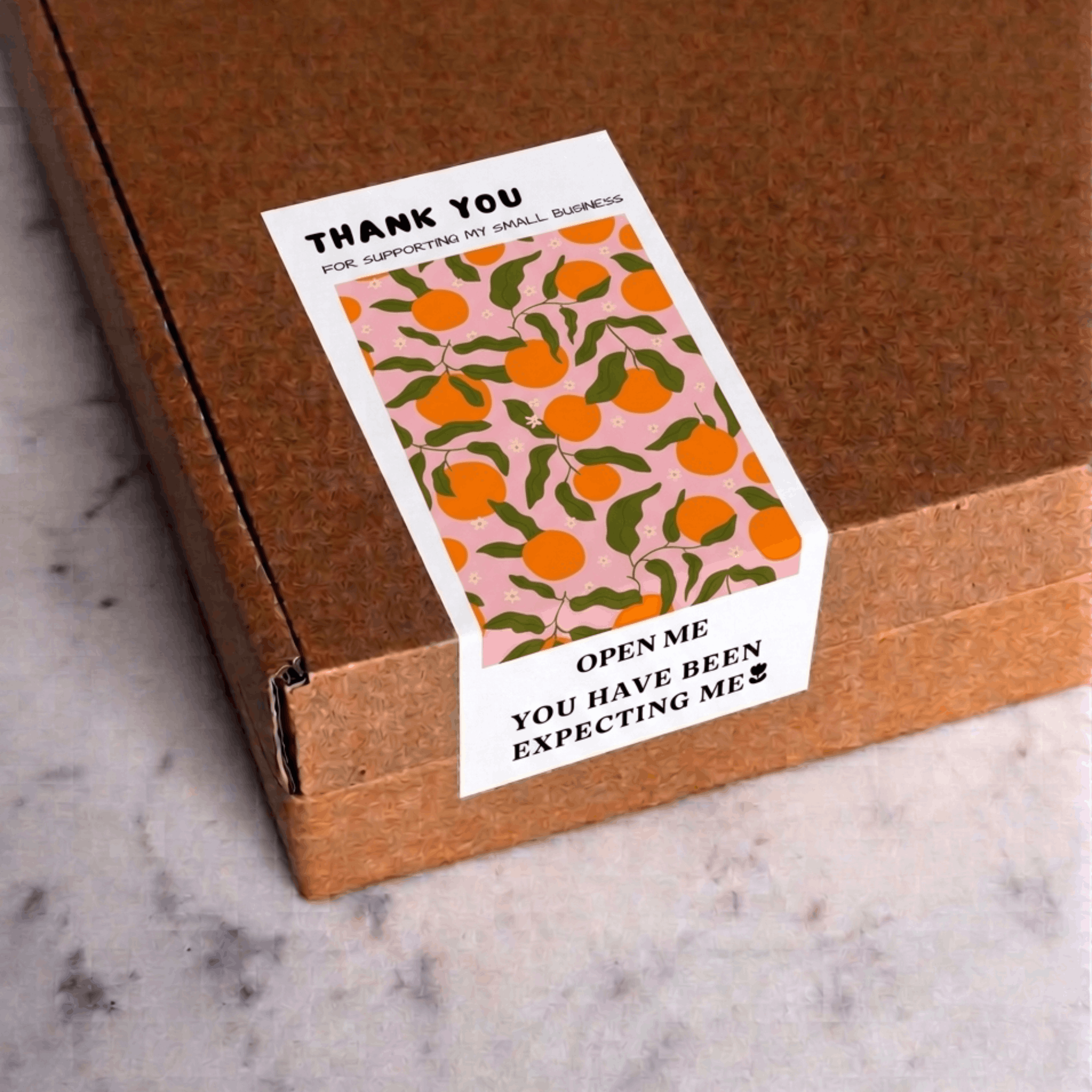 Orange Pattern Thank You Packing Sticker - 2"x6" Label