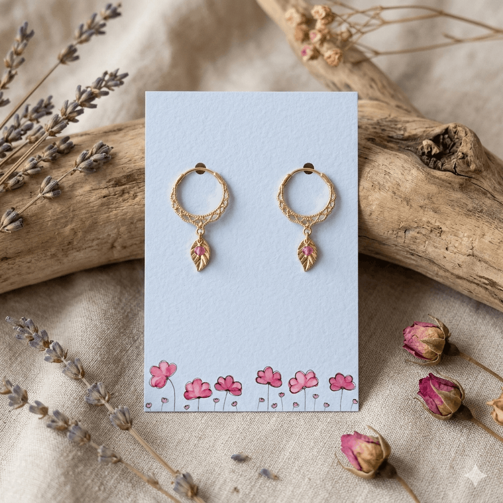 Floral Pink Flower Earring Cards