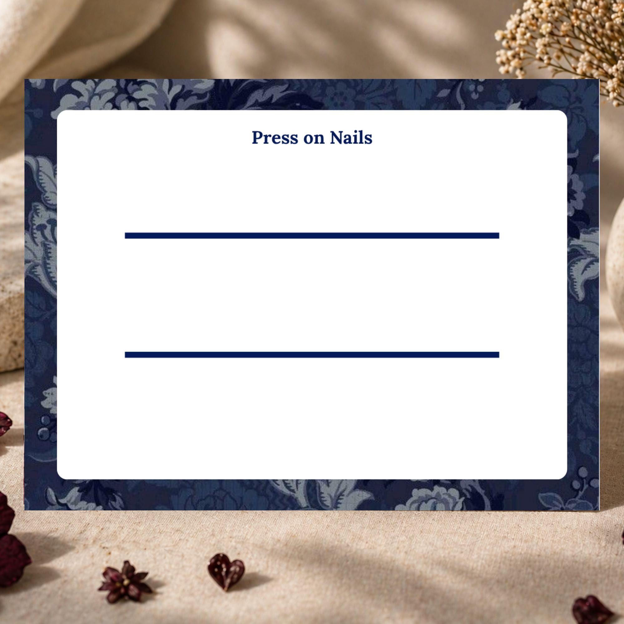 Floral Press On Nails Display Card | Elegant Nail Packaging Insert Card