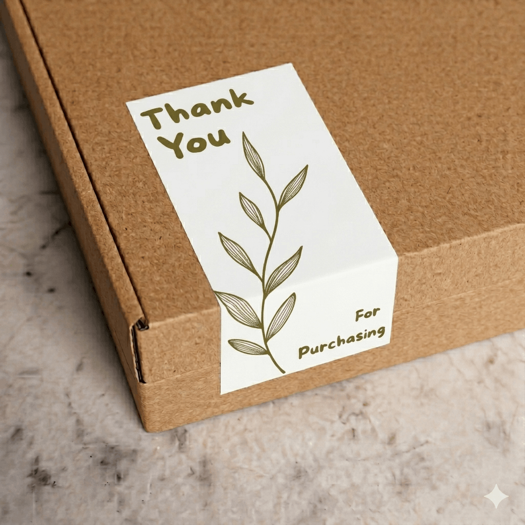 Aesthetic Olive Green Floral Packing Stickers & Box Seals