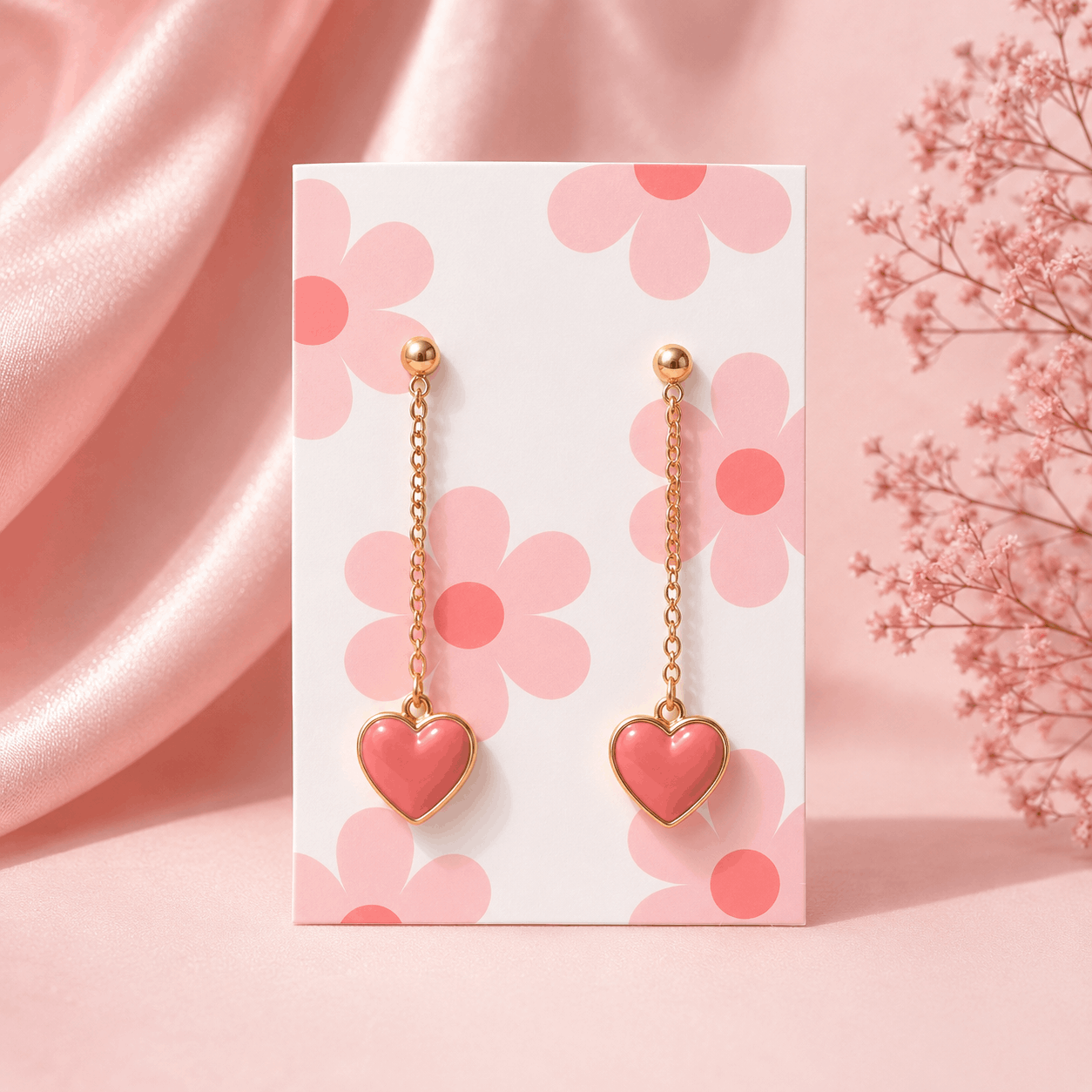 Pink Floral Earring Display Cards