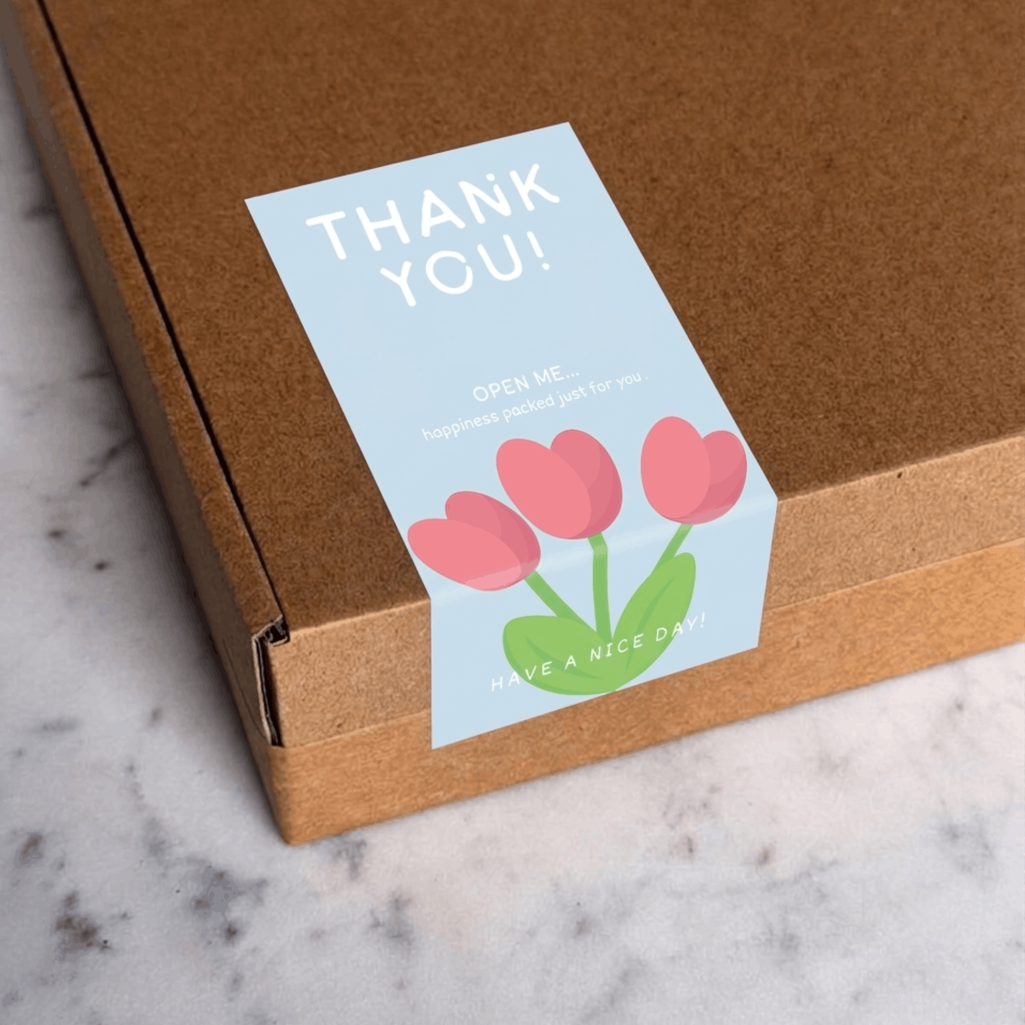 Tulip Flower Thank You Sticker | Box Seal Label