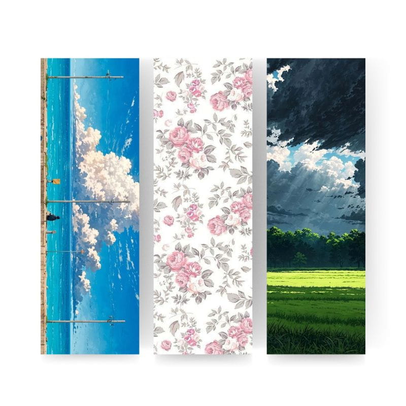 Aesthetic Anime Sky and Vintage Floral Bookmark Set (3 Pcs) – Muzhaul