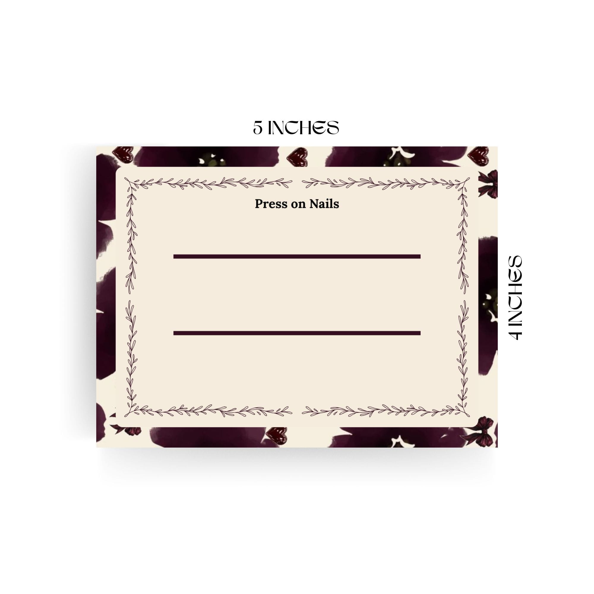 Floral Press On Nails Display Card | Elegant Nail Packaging Insert Card | Aesthetic Nail Business Card