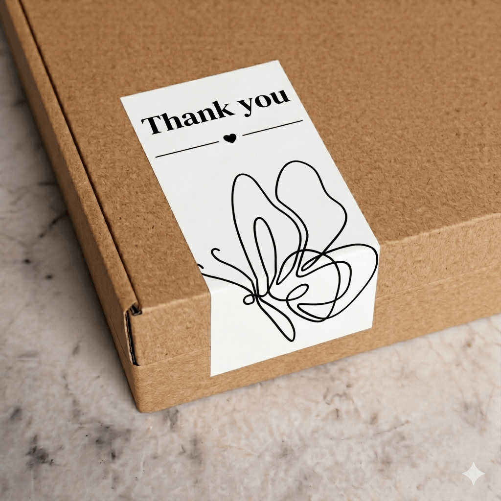 Premium Line Art Butterfly Packing Stickers by Muzhaul
