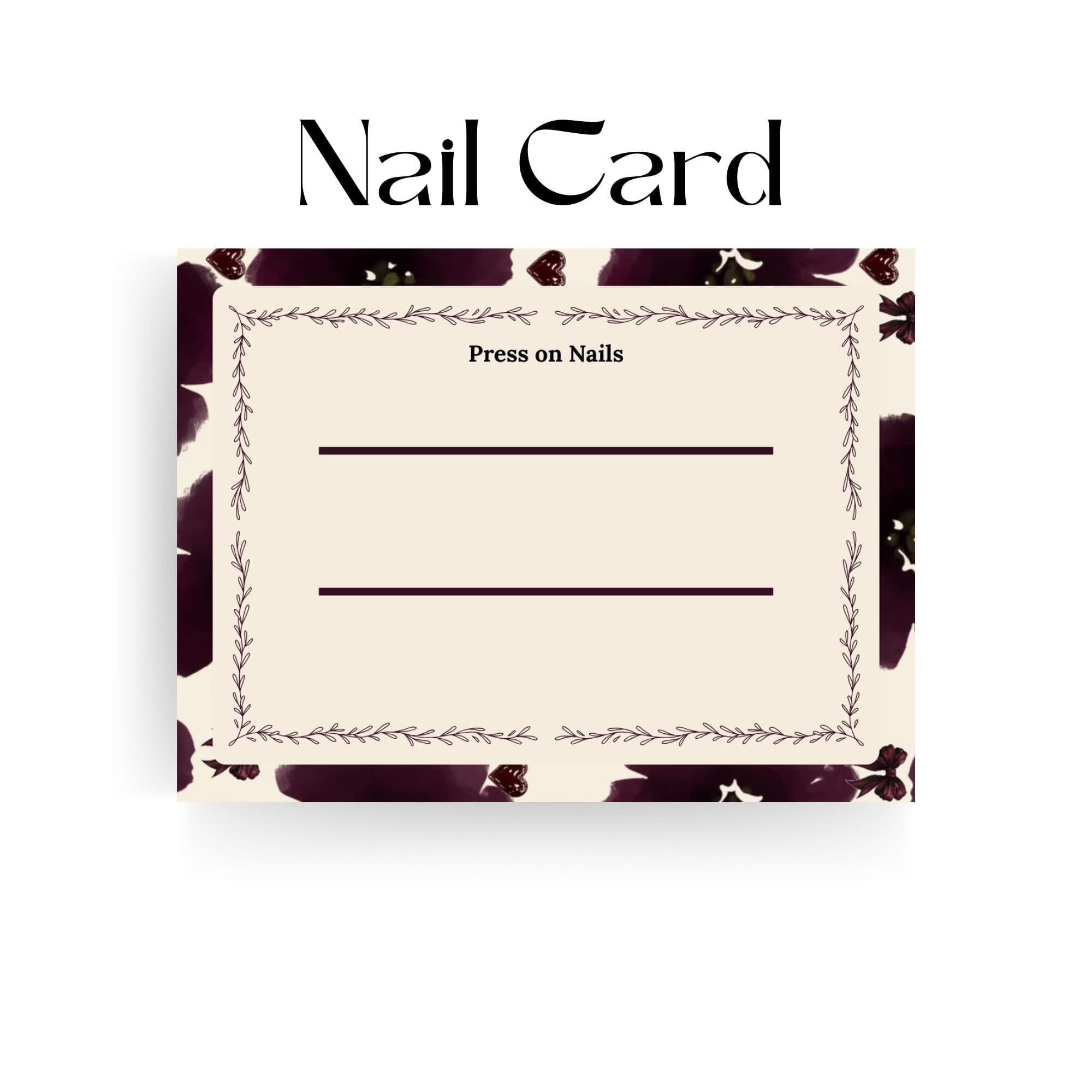 Floral Press On Nails Display Card | Elegant Nail Packaging Insert Card | Aesthetic Nail Business Card