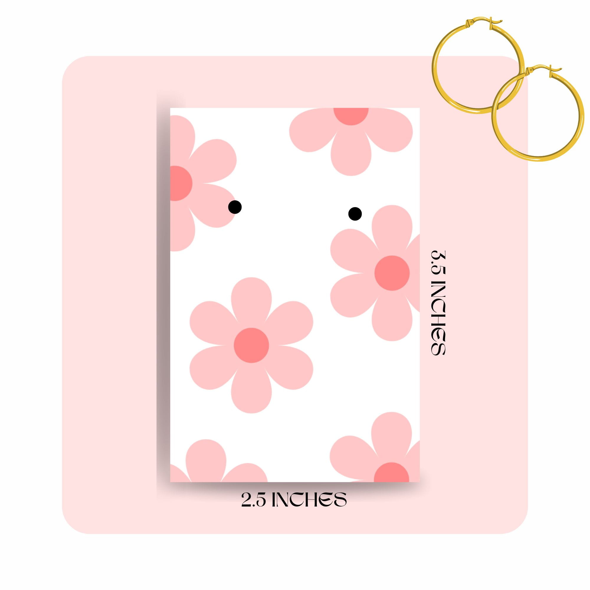Pink Floral Earring Display Cards