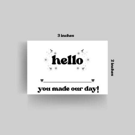 Coquette Hello You Made Our Day Packaging Cards