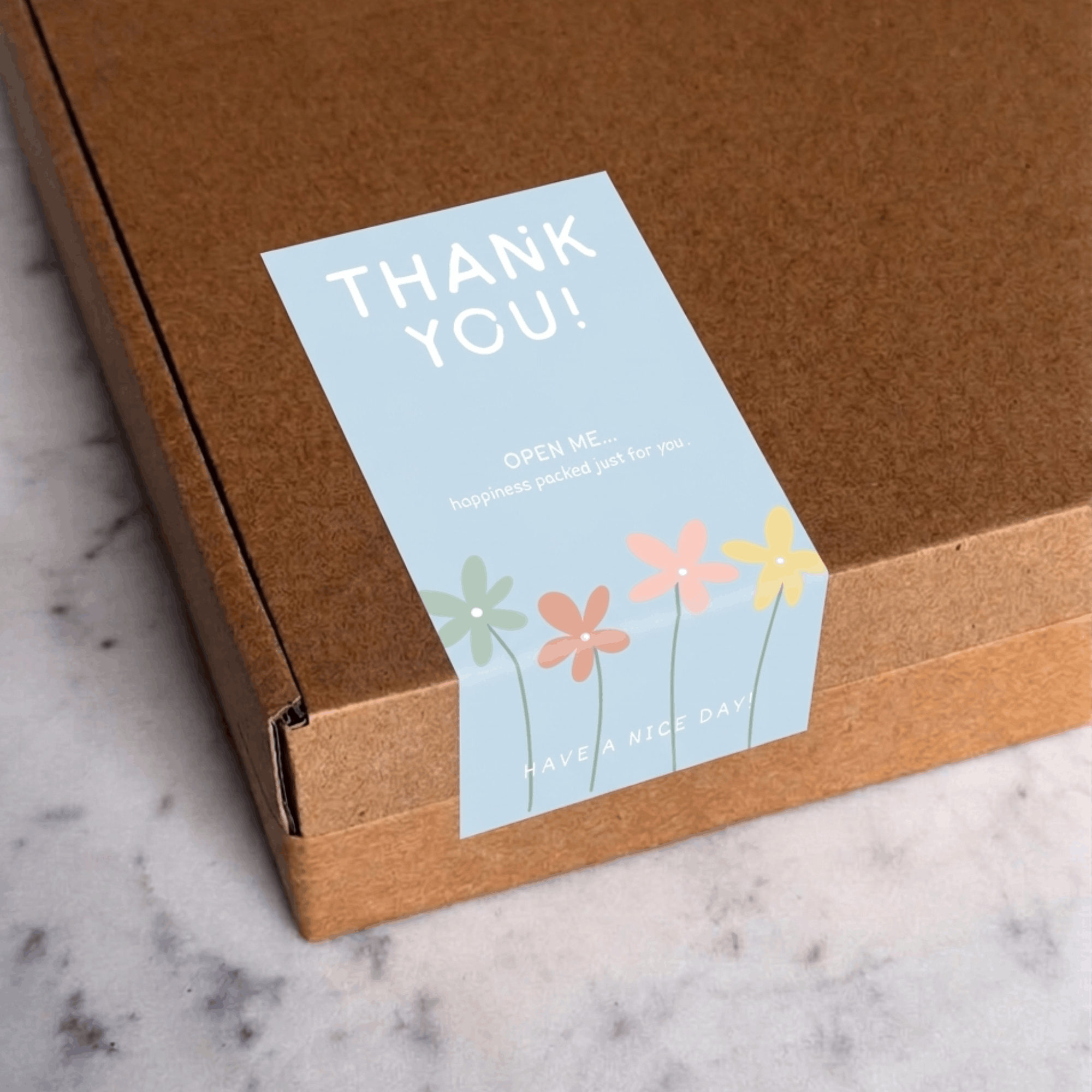 Pastel Daisy Floral Thank You Box Seal Sticker